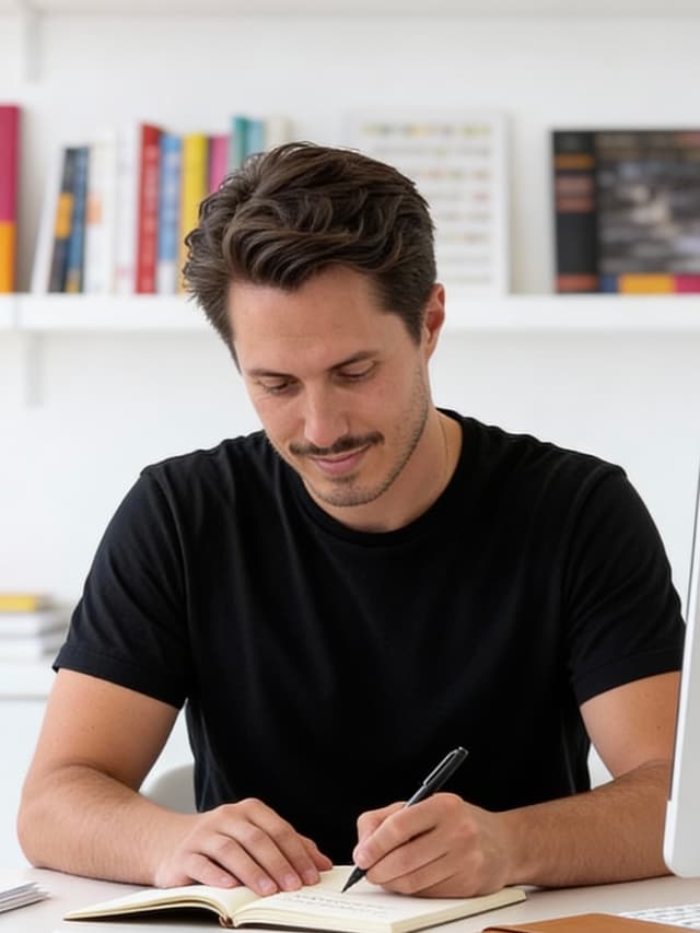 Vincent Ehrhardt Suchier beim Arbeiten am Schreibtisch